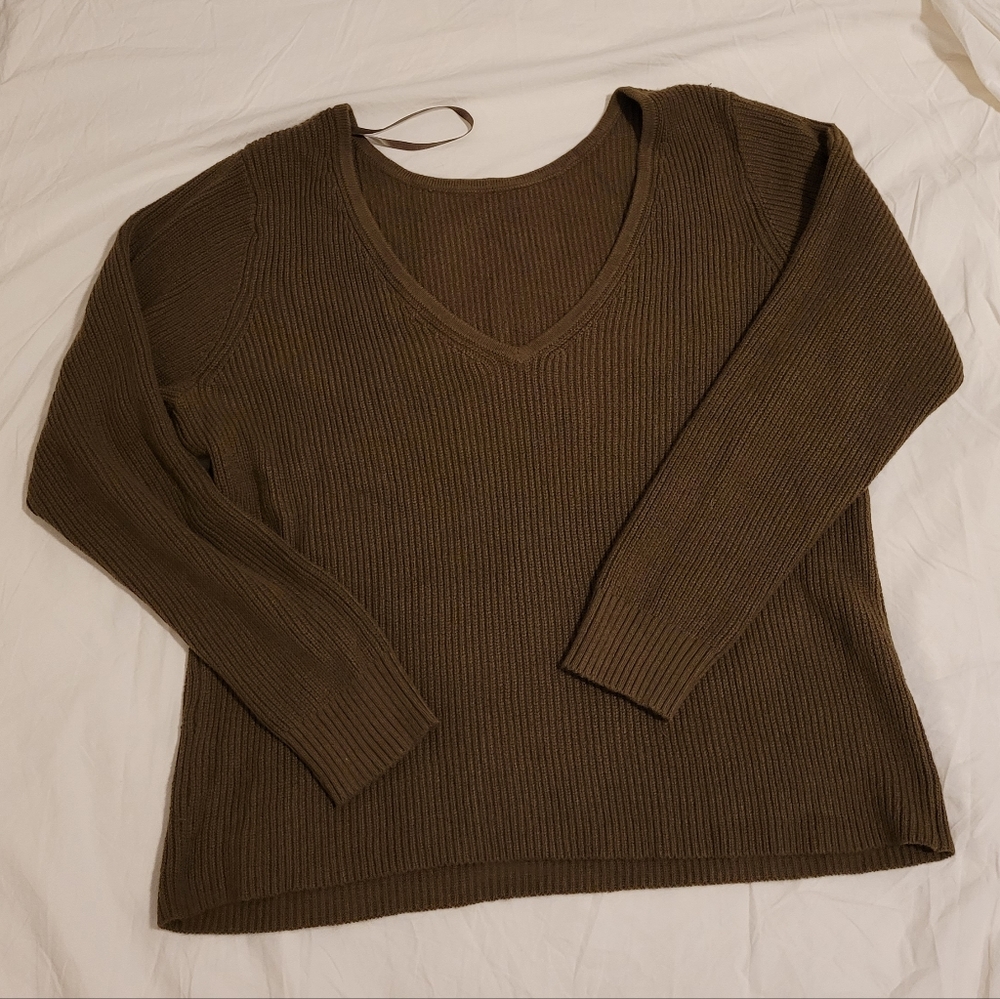 Banana Republic V-Back Pullover Sweater Sz L, New Heritage Olive